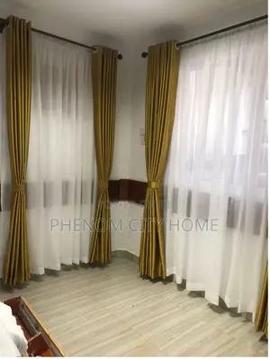 Beige Quality Curtains Set Available