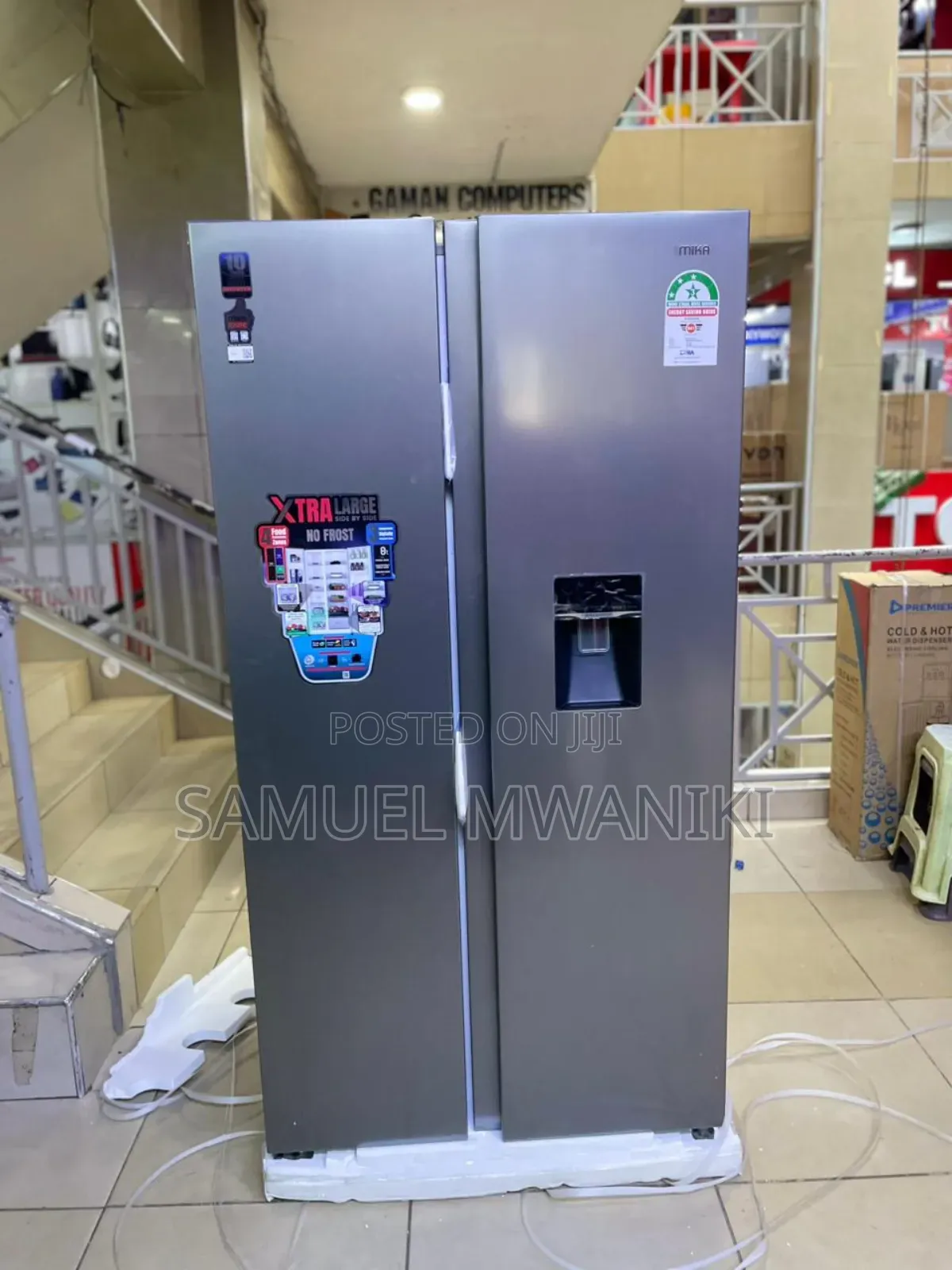 Mika 595 Liters Side by Side Fridge No Frost Water Dispenser