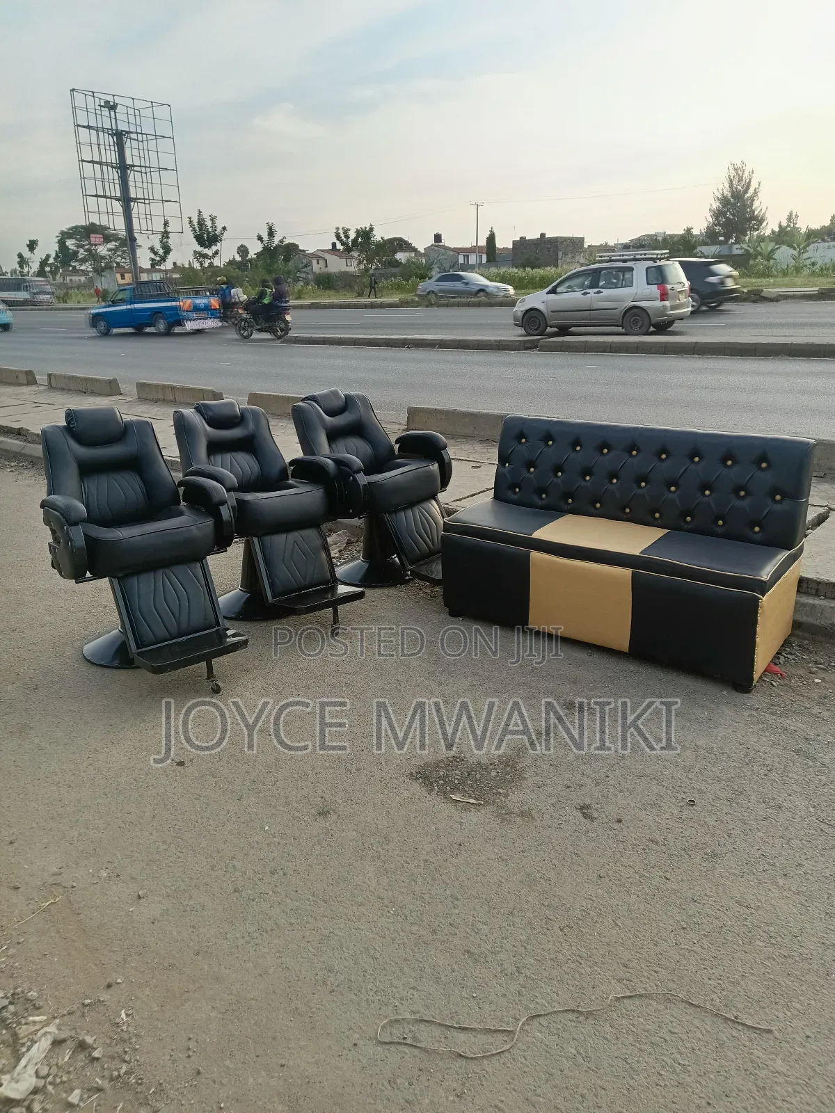 Barber Seats or Kinyozi and Waiting Bench 