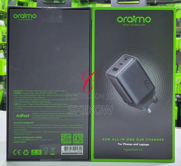 Oraimo Hypergan 65 65w All in One Gan Phone Laptop Chargers