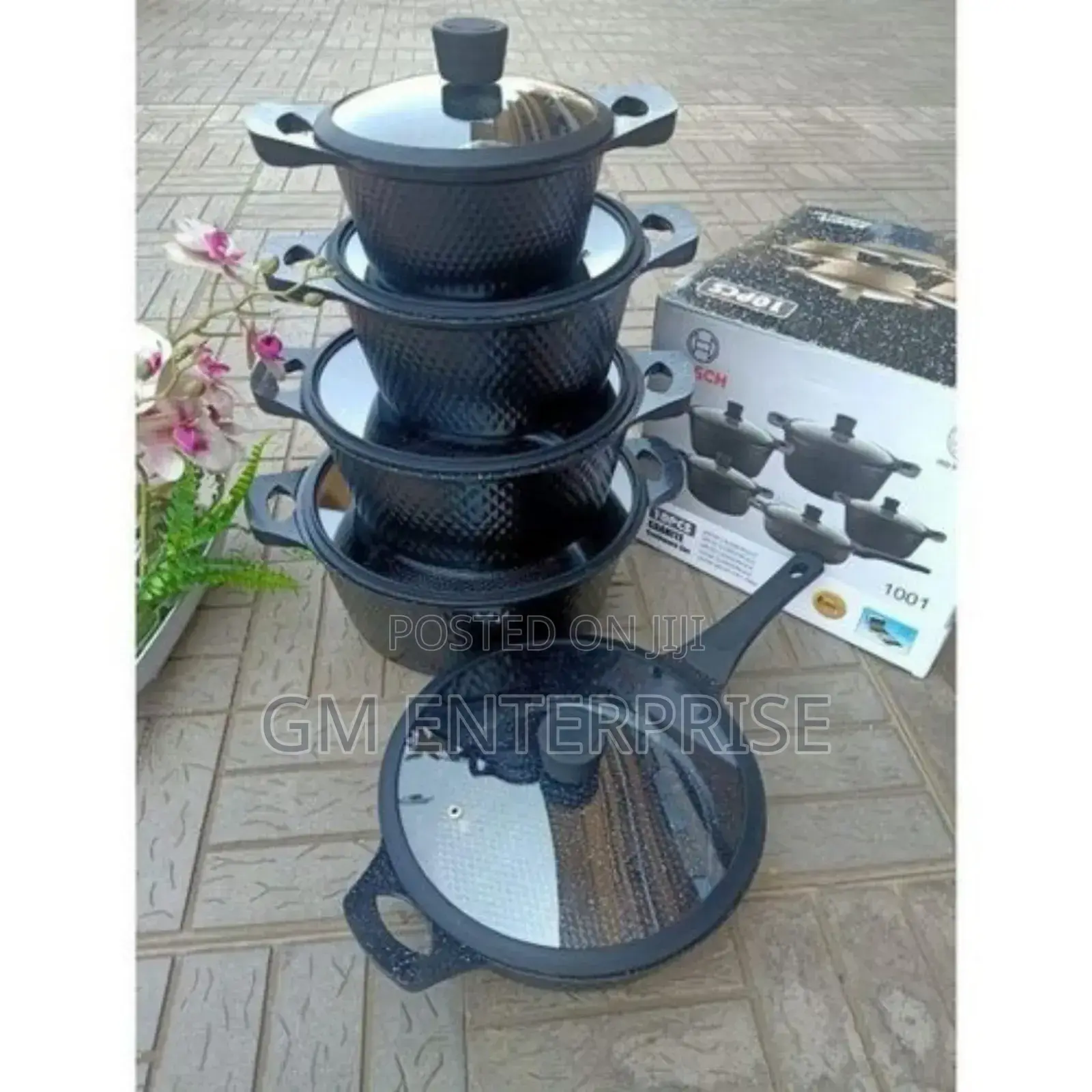 Bosch 11pcs Cookerware With Silicone Lid Cover Black