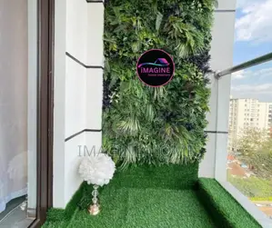 Wall Balcony With Wall Hedges and Grass Carpet Floor Decor