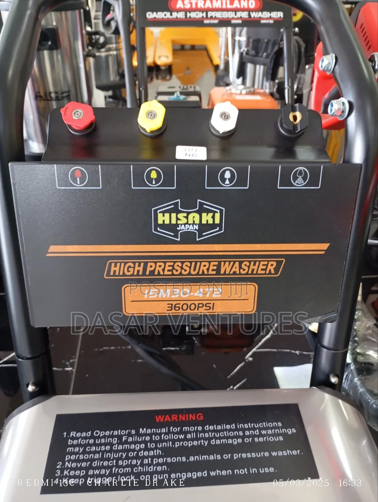 High Pressure Washer Hisaki 3600psi 3phase