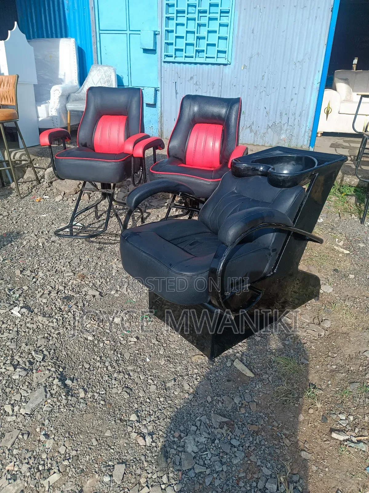 2 Simple Barber Seats and a Sink Chair 