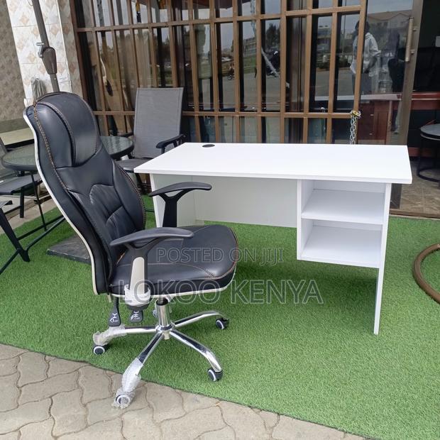 Office Desk: 1.2 Meter Office Desk With Combo Leather Chair
