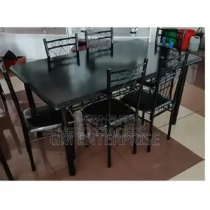 Black 6 Sitter Executive Dining Table Set
