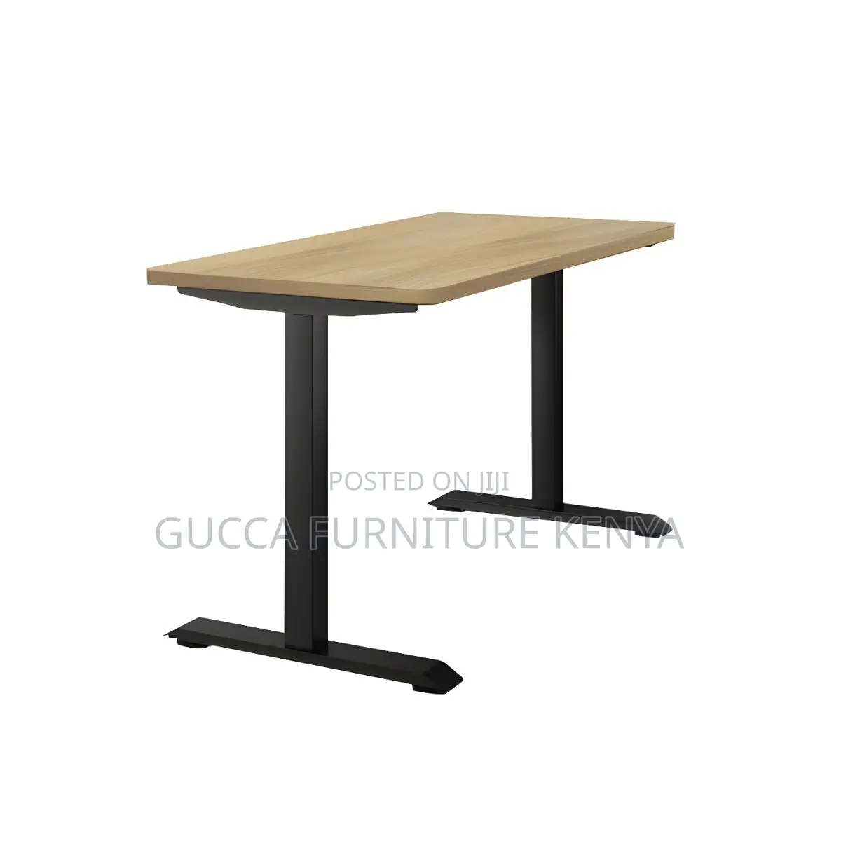 Office Tables:120cm Electric Natural Top T-Shape Base Desk