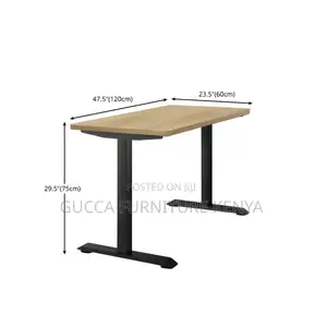 Office Tables:120cm Electric Natural Top T-Shape Base Desk