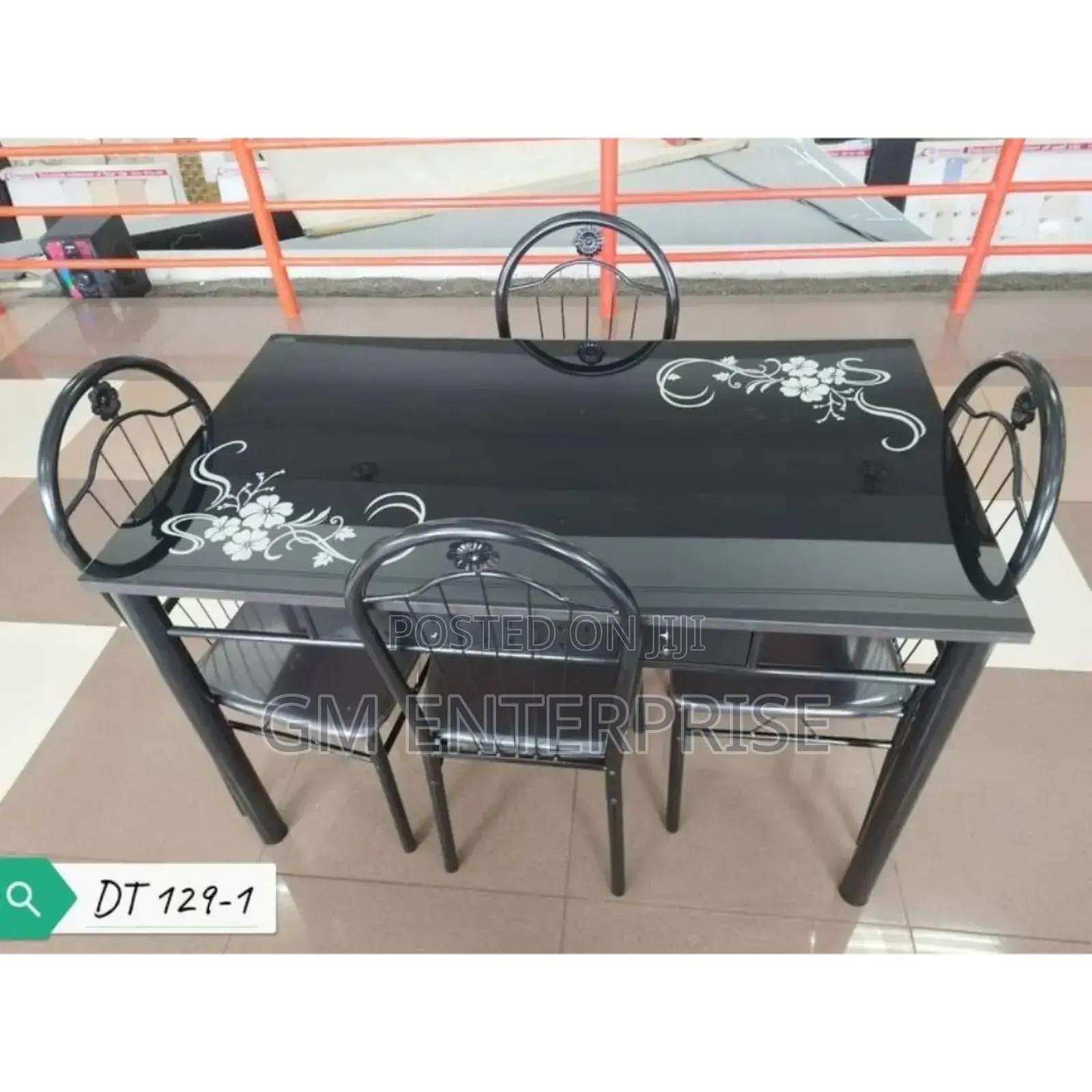 Black 4 Sitter Executive Dining Table Set