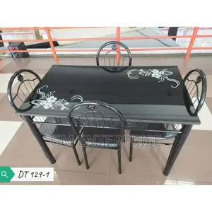 Black 4 Sitter Executive Dining Table Set