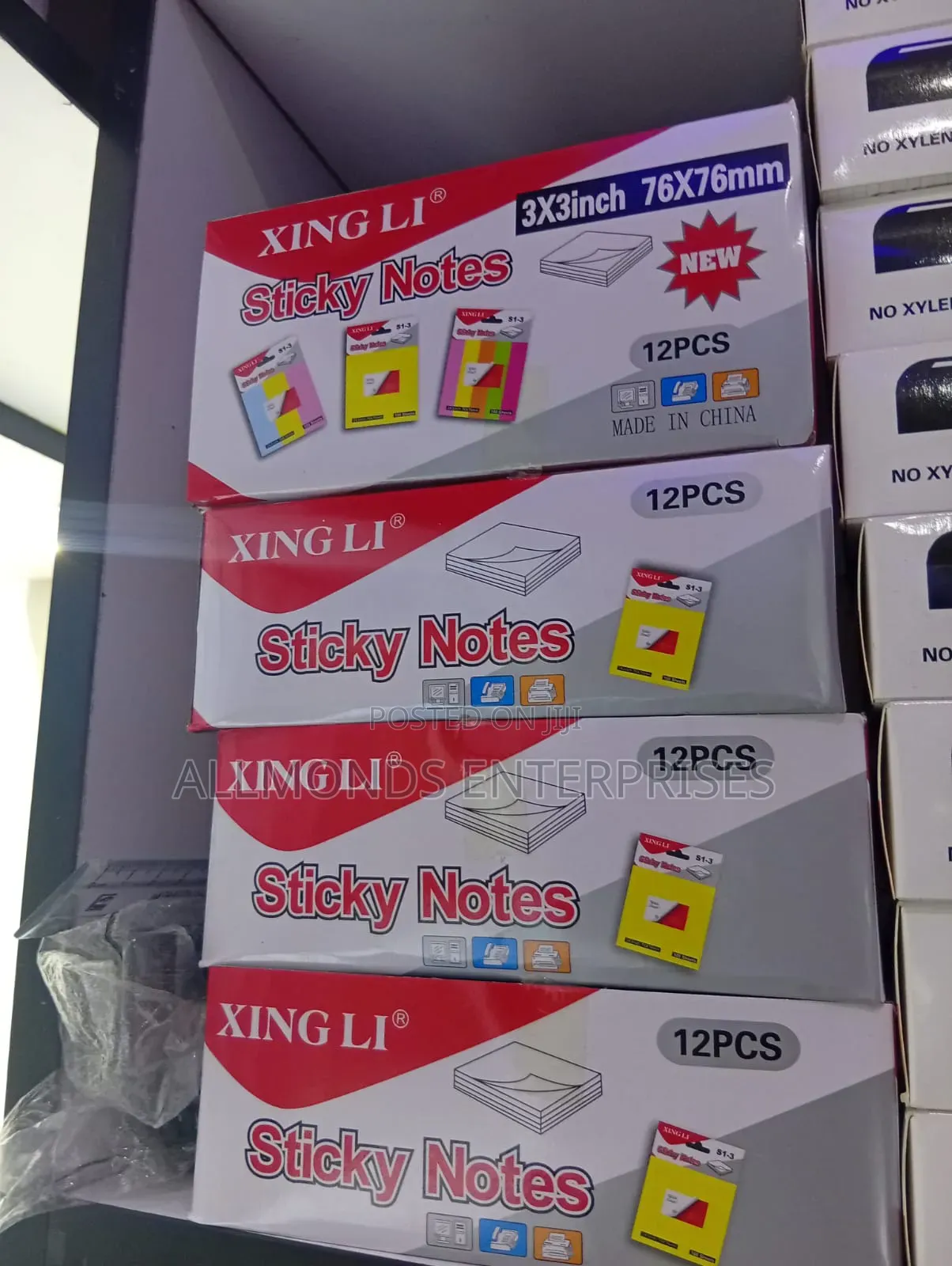Box of Sticky Notes- Multicolor 3*3, 12pcs of 100sheets Each