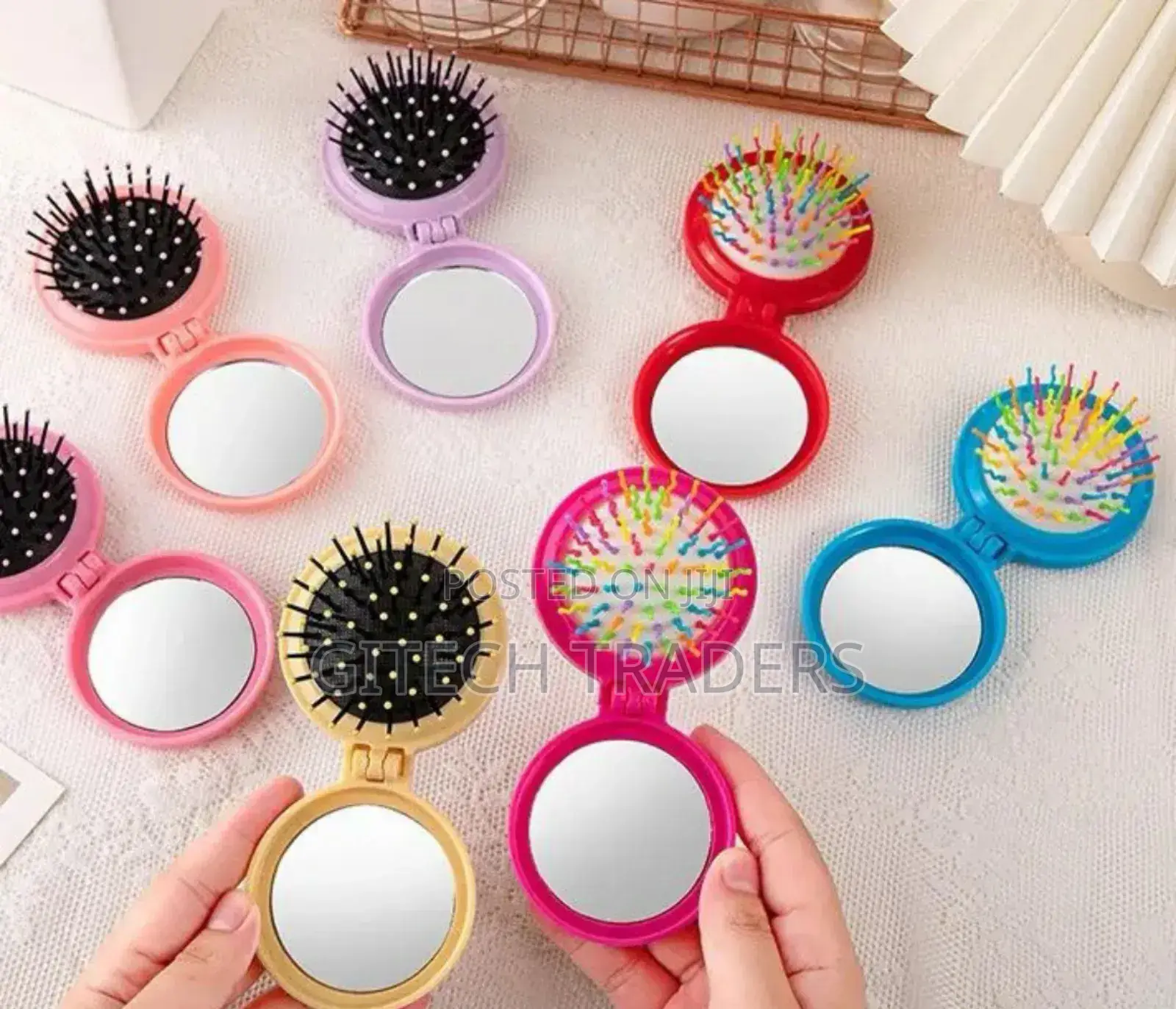Folding Comb Mirror Mini Pocket Haircomb Folding Massager