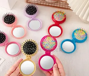 Folding Comb Mirror Mini Pocket Haircomb Folding Massager