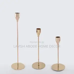 3 Pc Candle Stick Holder Gold Decor