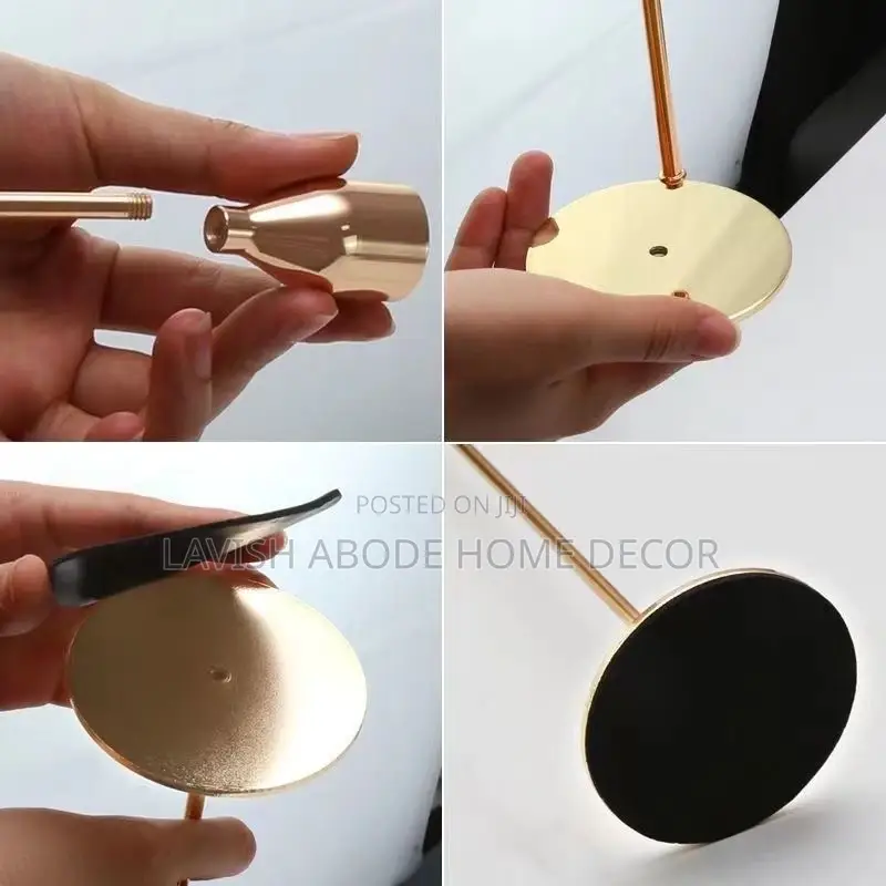 3 Pc Candle Stick Holder Gold Decor