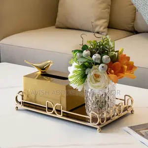 Rectangular Vanity Mirror Decor Tray Big Size Gold Decor