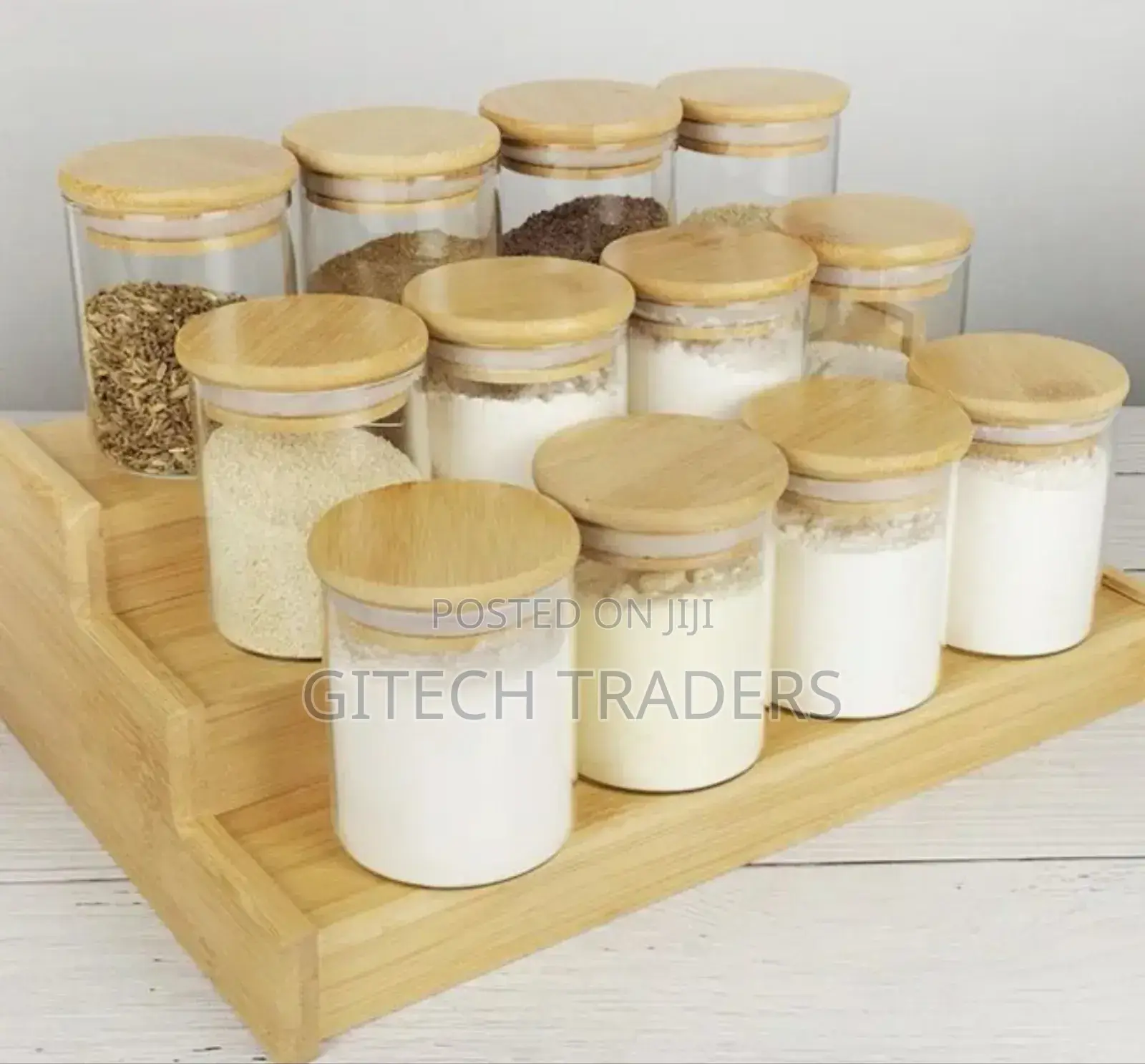 12pcs Glass Spice Jars With Bamboo Lid