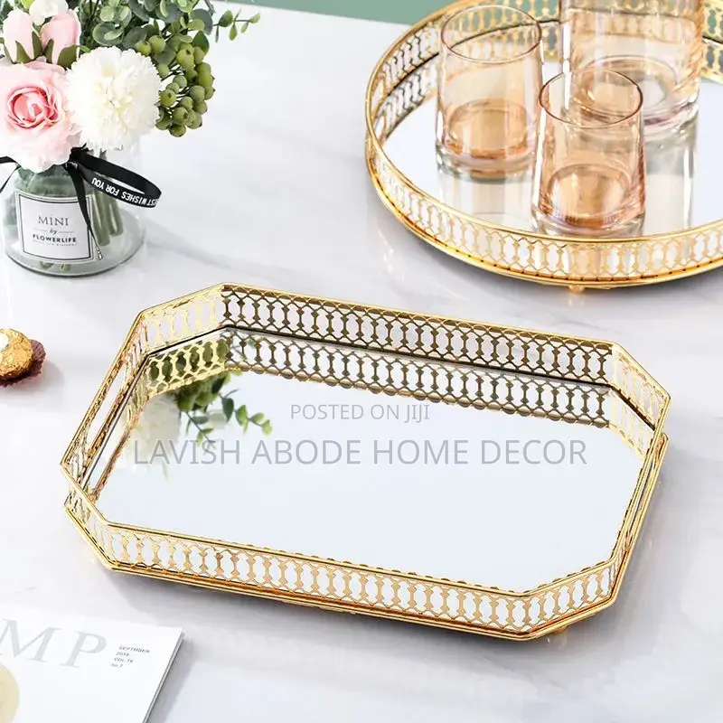 Gold Vanity Mirror Tray for House Decor / Serving Tray