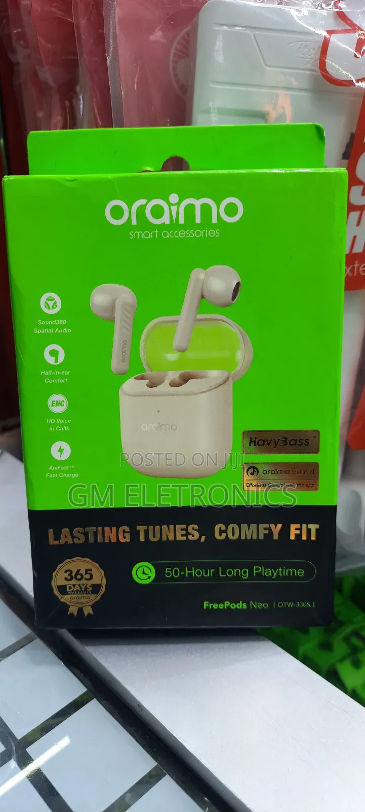 Oraimo Free Pods Neo Deep Bass Earbuds - Light Gold