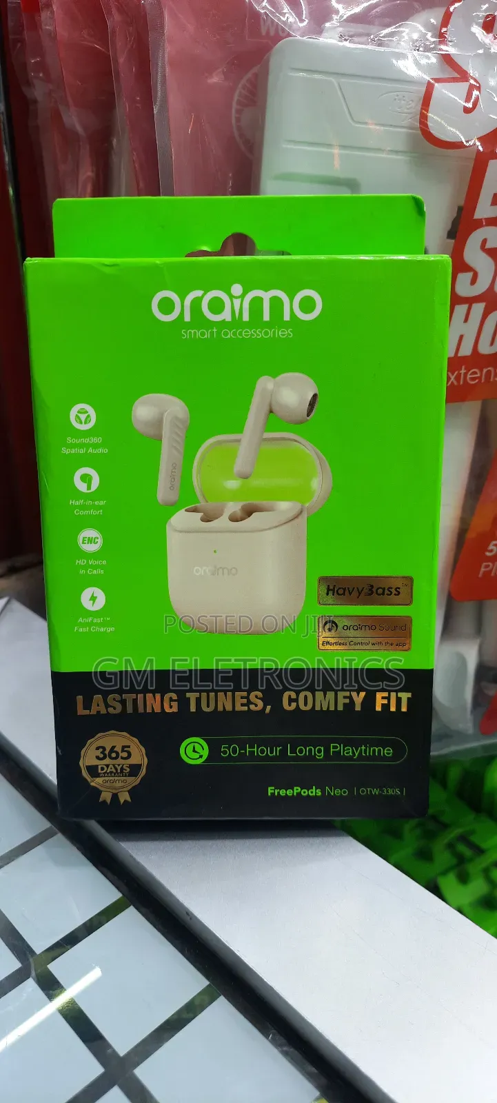 Oraimo Free Pods Neo Deep Bass Earbuds - Light Gold