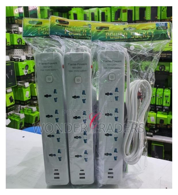 *Restocked;* Flame Power 4 Socket 4 Way Extension With Usb - main view
