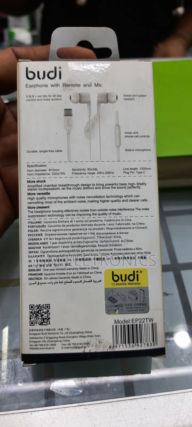 Budi Wired Type-C Earphones With in- Built-in Microphone. - thumbnail 3