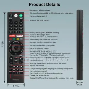 Smart Voice Remote for Sony Bravia4k Smart Tv-Aaa Batteries