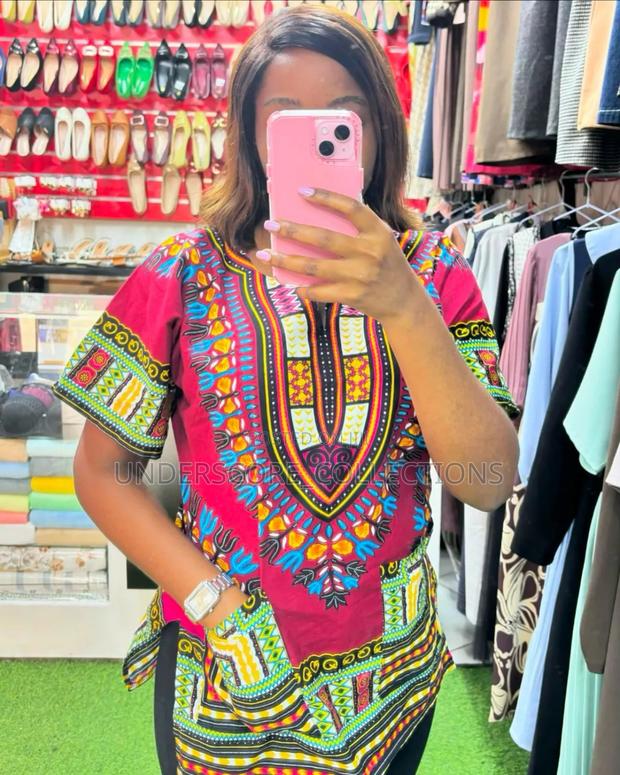 Pink. Unisex Ankara Tops - thumbnail 2