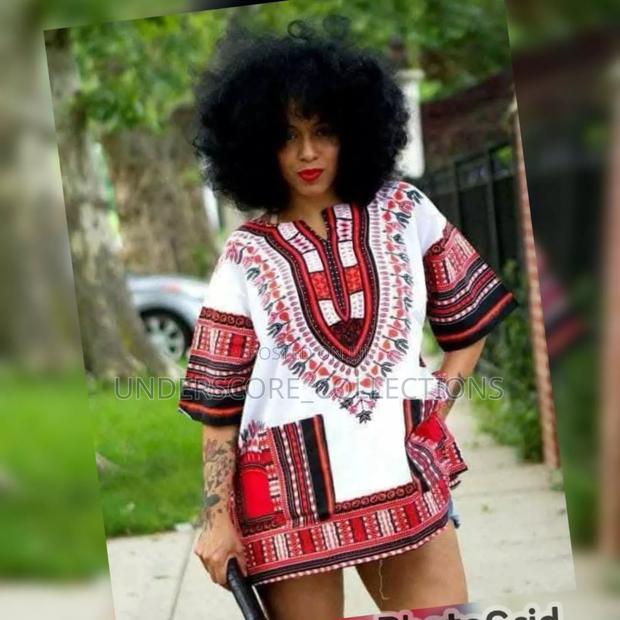 White Unisex Ankara Tops - main view