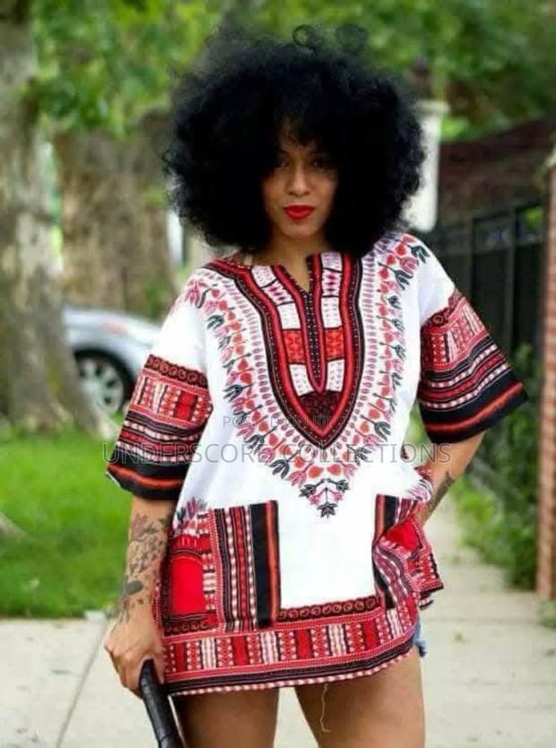 White Unisex Ankara Tops - thumbnail 2