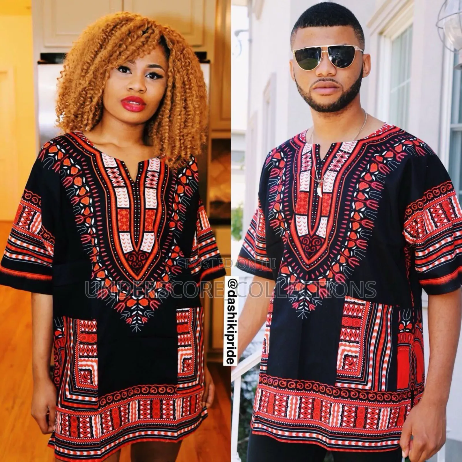Black Unisex Ankara Tops