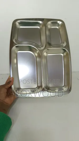 Stainless Steel Square (Pav Bhaji) Partition Plate 25 × 25cm