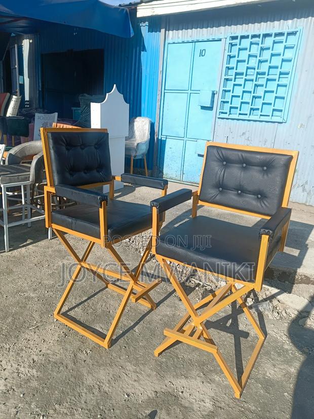 Makeup Black Leather Chairs,With Gold Frame - main view