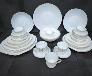 40pcs Classy Shell Gold Rimmed Dinner Set*
