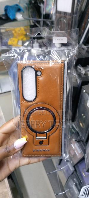 Z Fold 6 Pu Leather Case With 360° Magnetic Stand-Brown - thumbnail 2