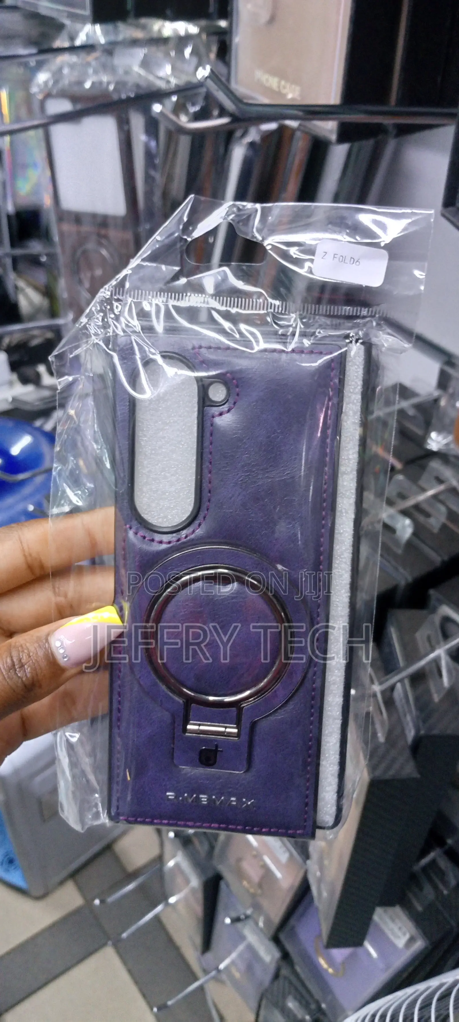 Z Fold 6 Pu Leather Case With 360° Magnetic Stand-Purple