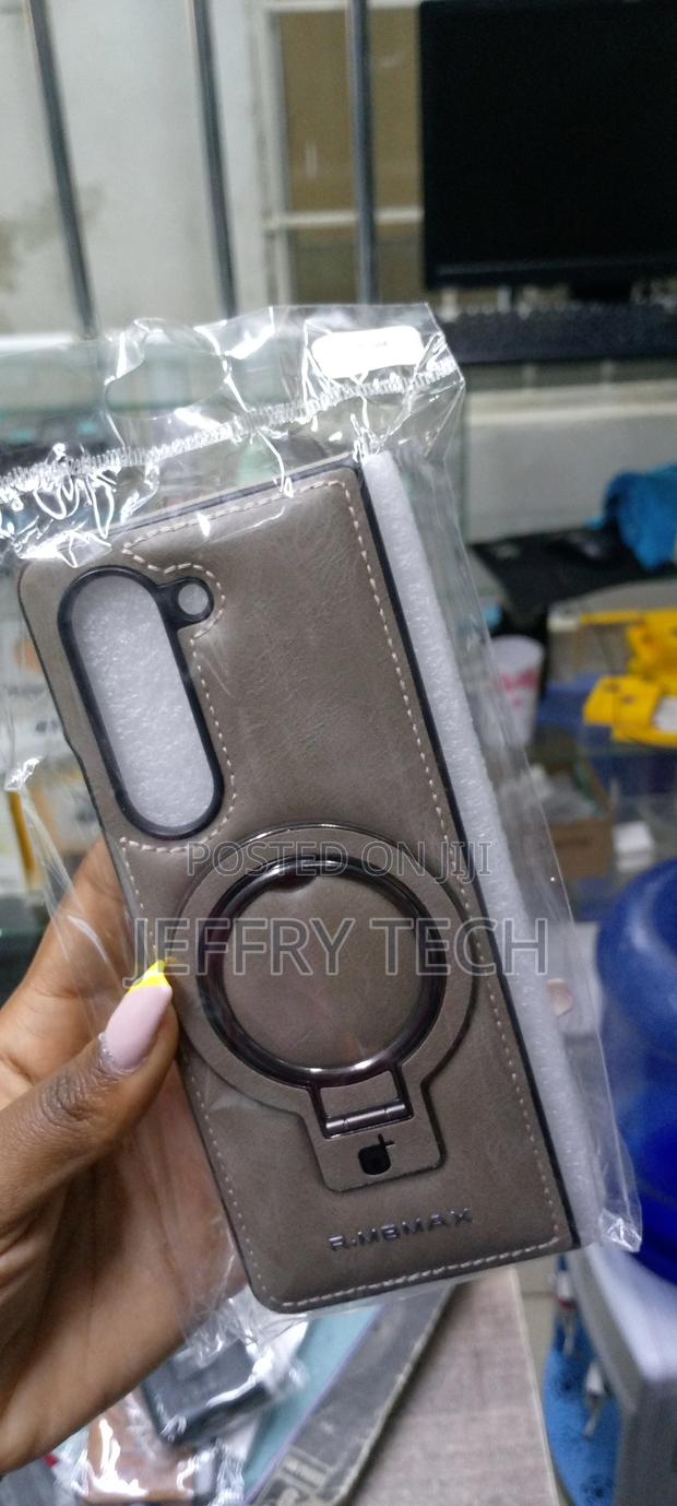 Z Fold 6 Pu Leather Case With 360° Magnetic Stand-Gray - thumbnail 2