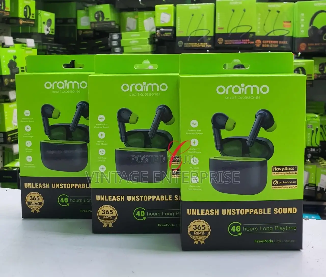 Oraimo Free Pods Lite Otw-330 Nebula Blue With Green Tips.
