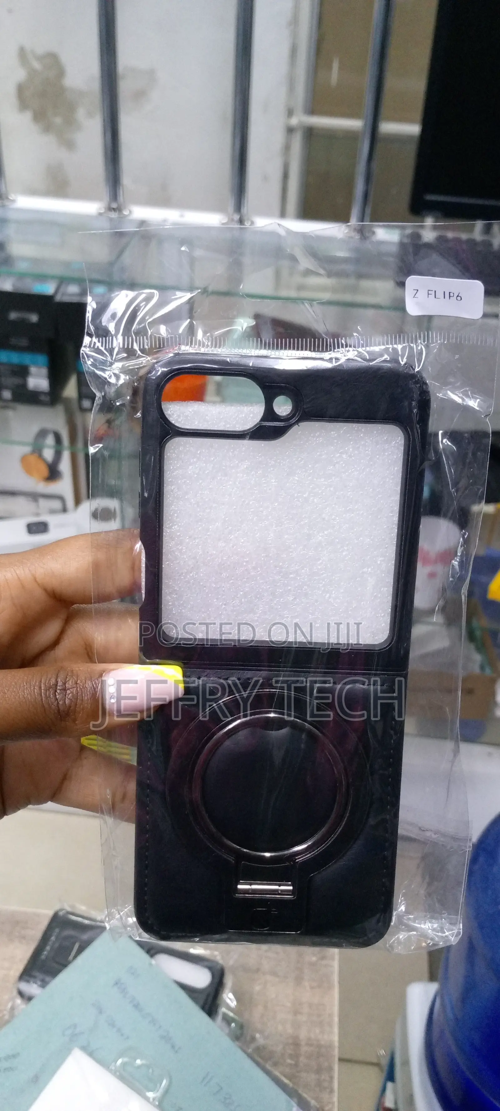 Galaxy Z Flip 6 Case, Magsafe Case, With Ring Stand-Black