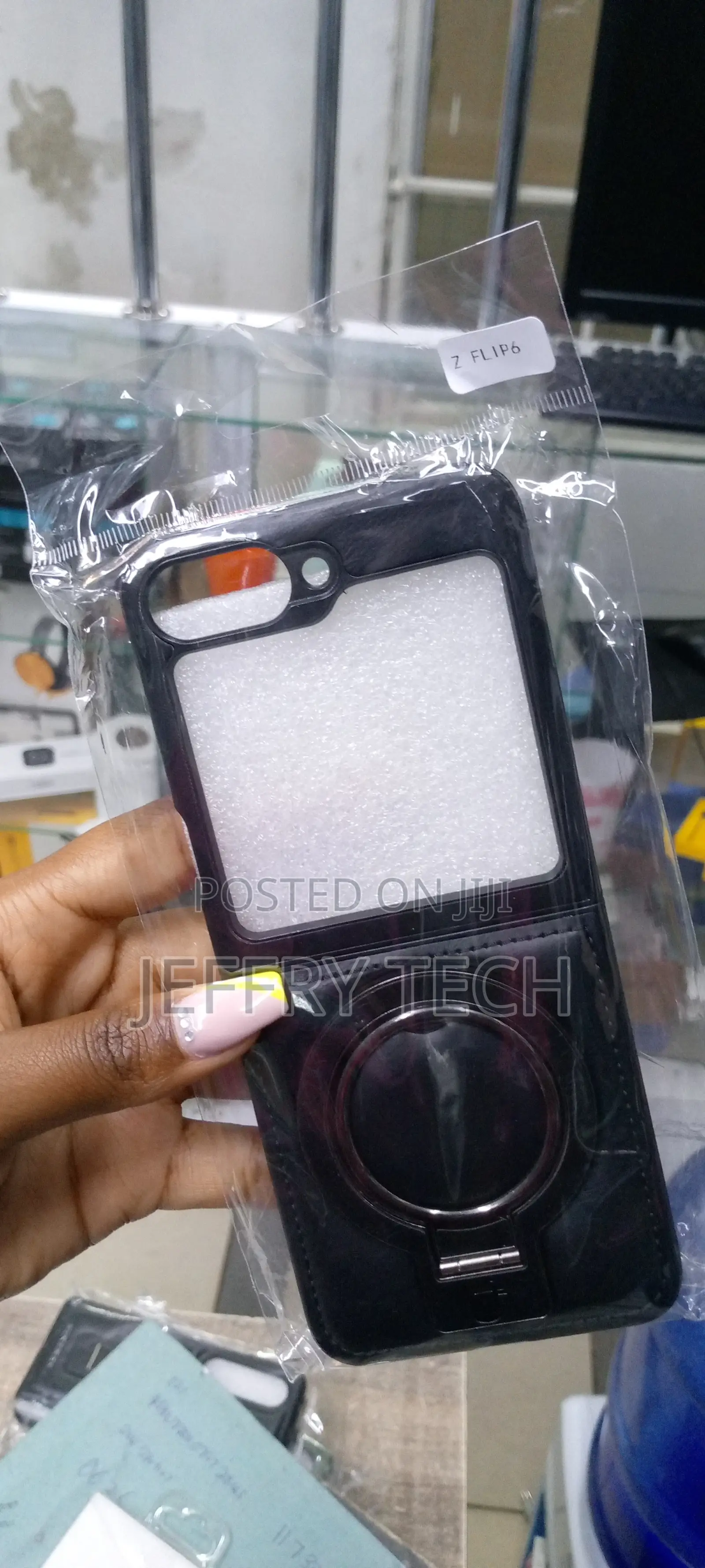 Galaxy Z Flip 6 Case, Magsafe Case, With Ring Stand-Black