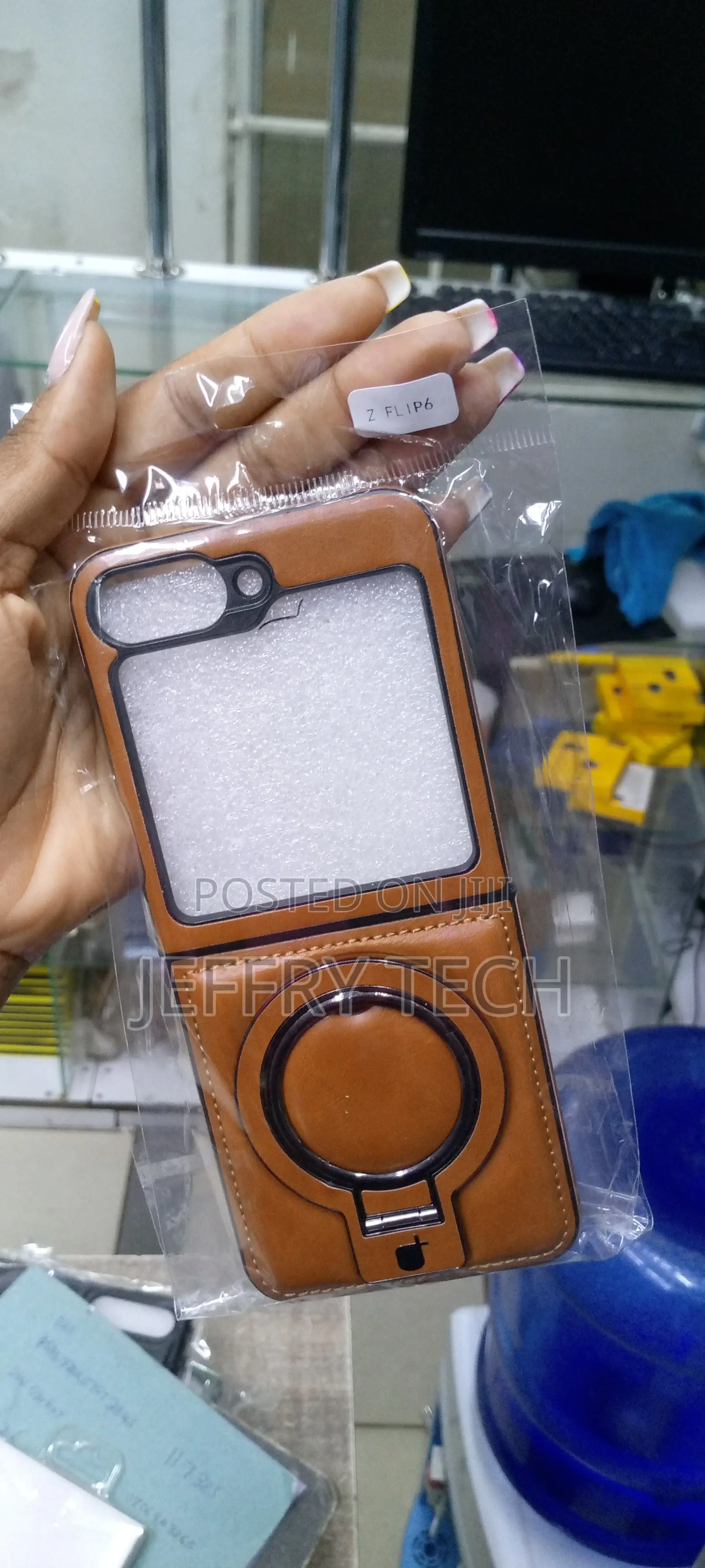 Galaxy Z Flip 6 Case, Magsafe Case, With Ring Stand -Brown