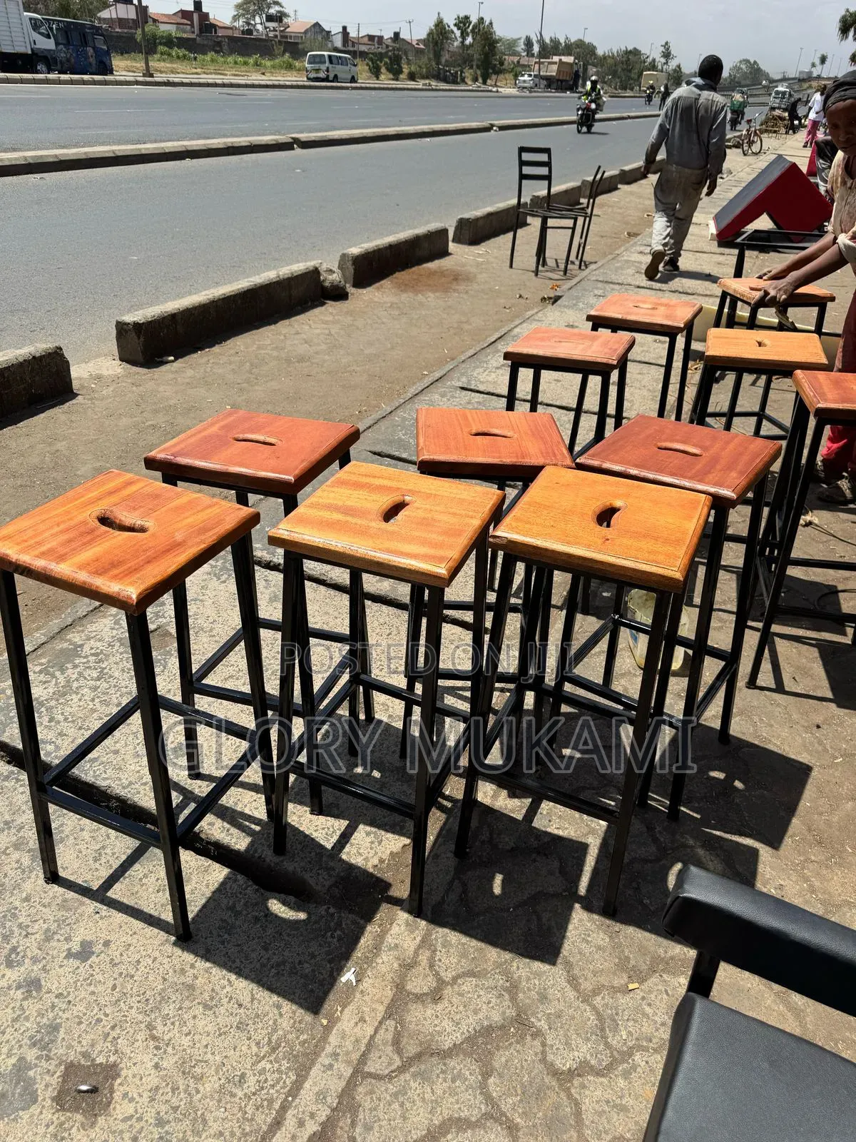 Squared Mmahogany Laboratory Stools