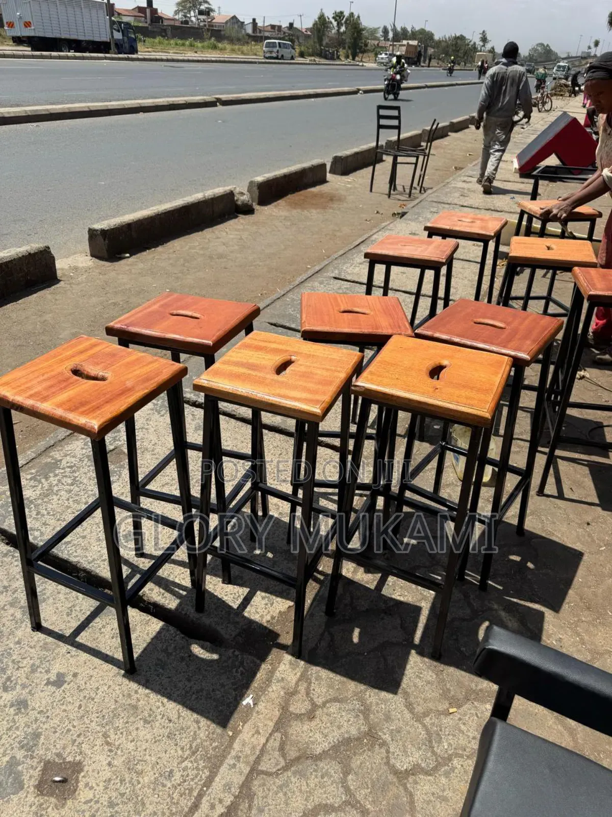 Squared Mmahogany Laboratory Stools