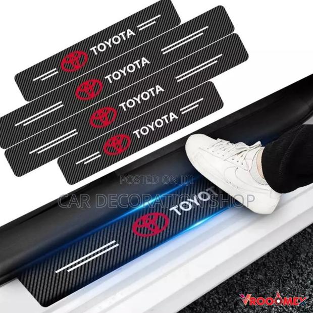 4pc Carbon Finish Door Plastic Stickers