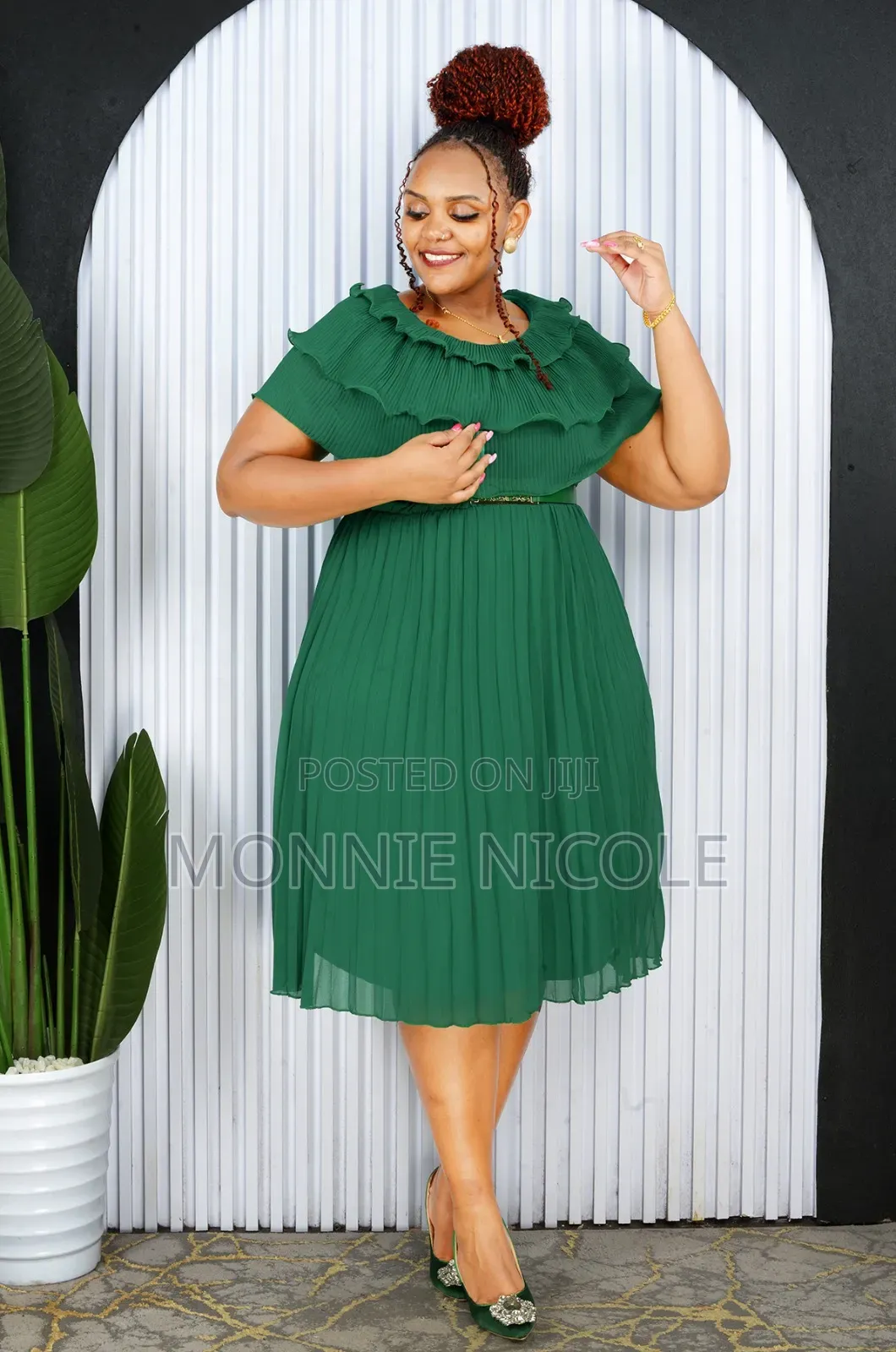 Emerald Green Chiffon Dress 