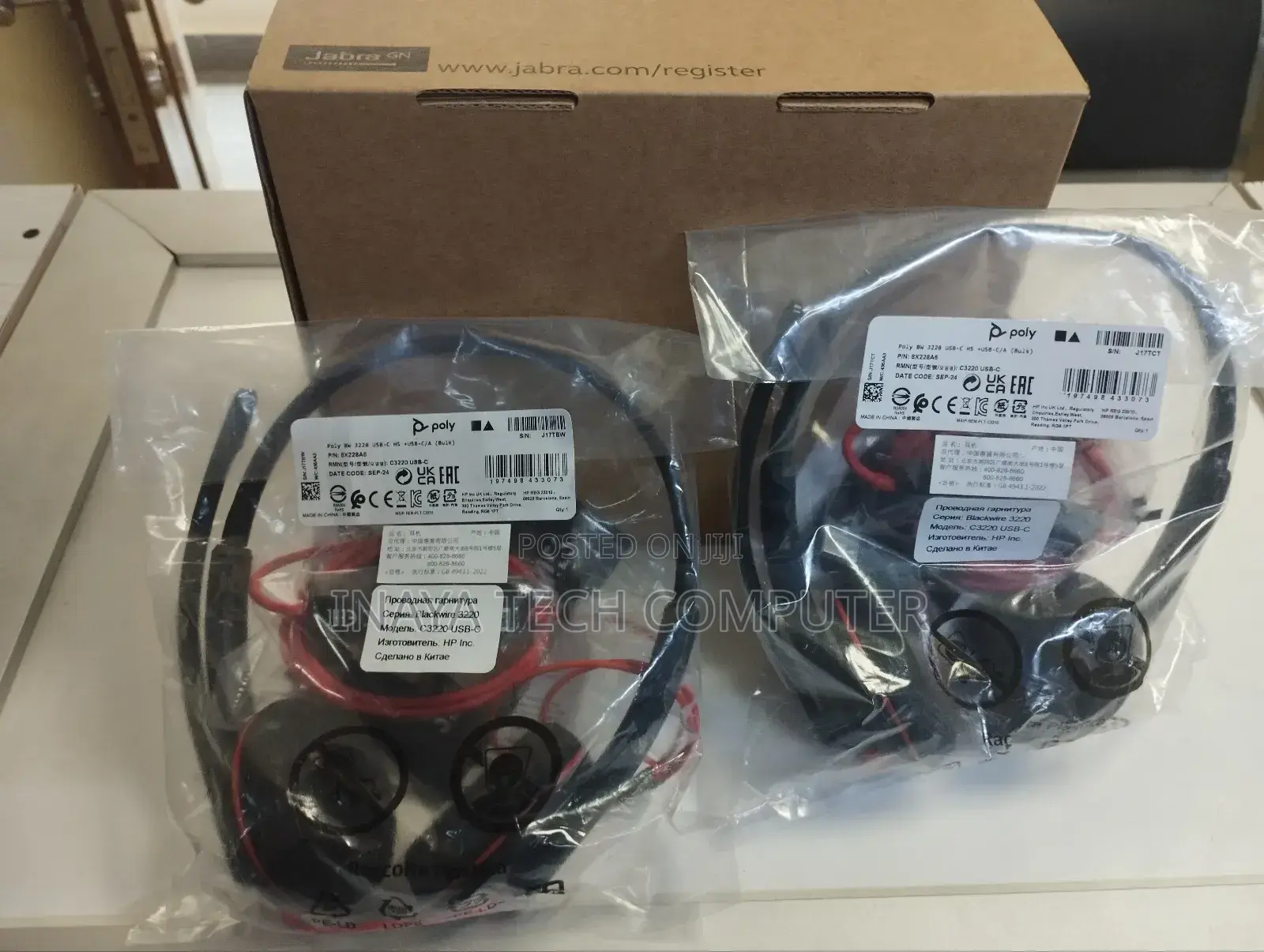 Poly Blackwire 3220 Stereo Headset With Noise Cancelling Mic