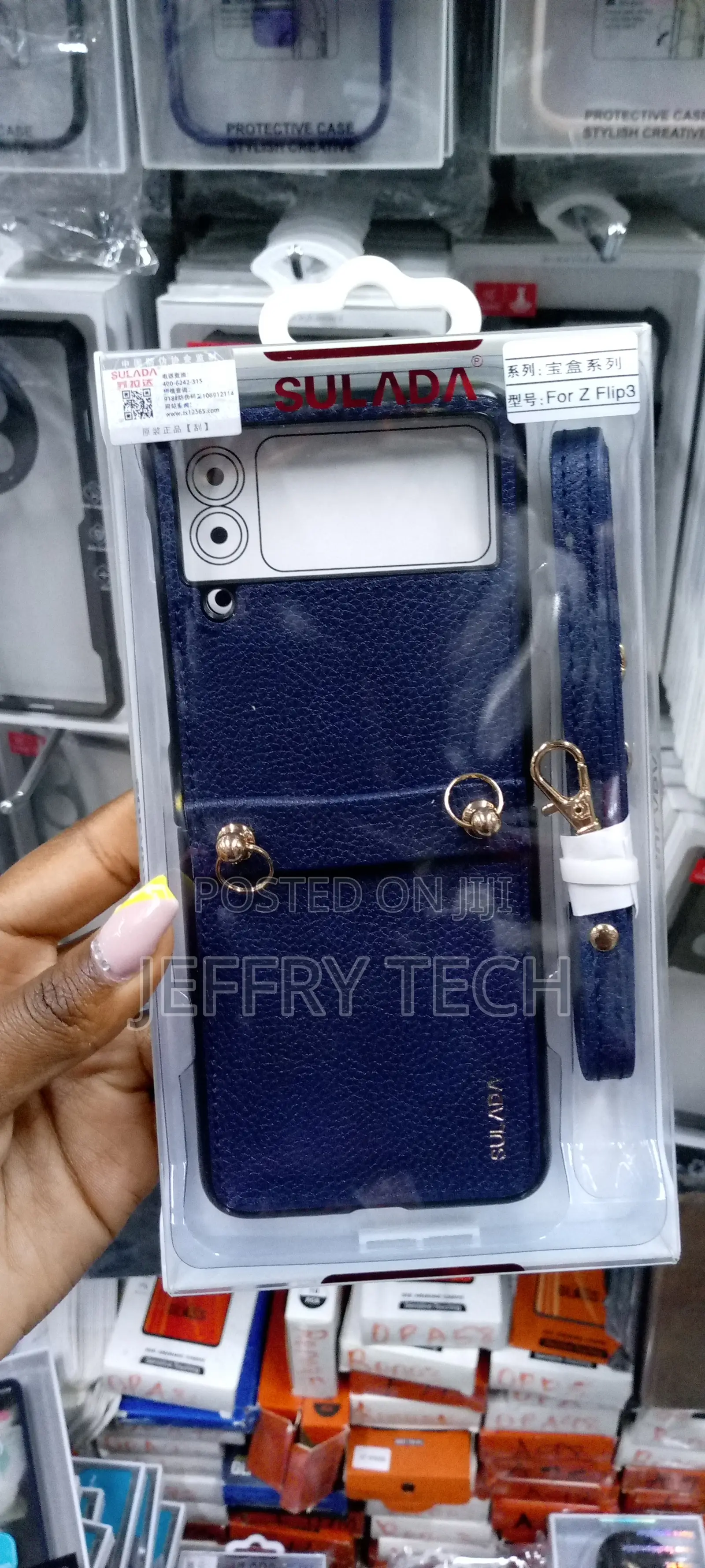 Galaxy Z Flip 3 Wrist Strap Bracelet for Women Blue Case