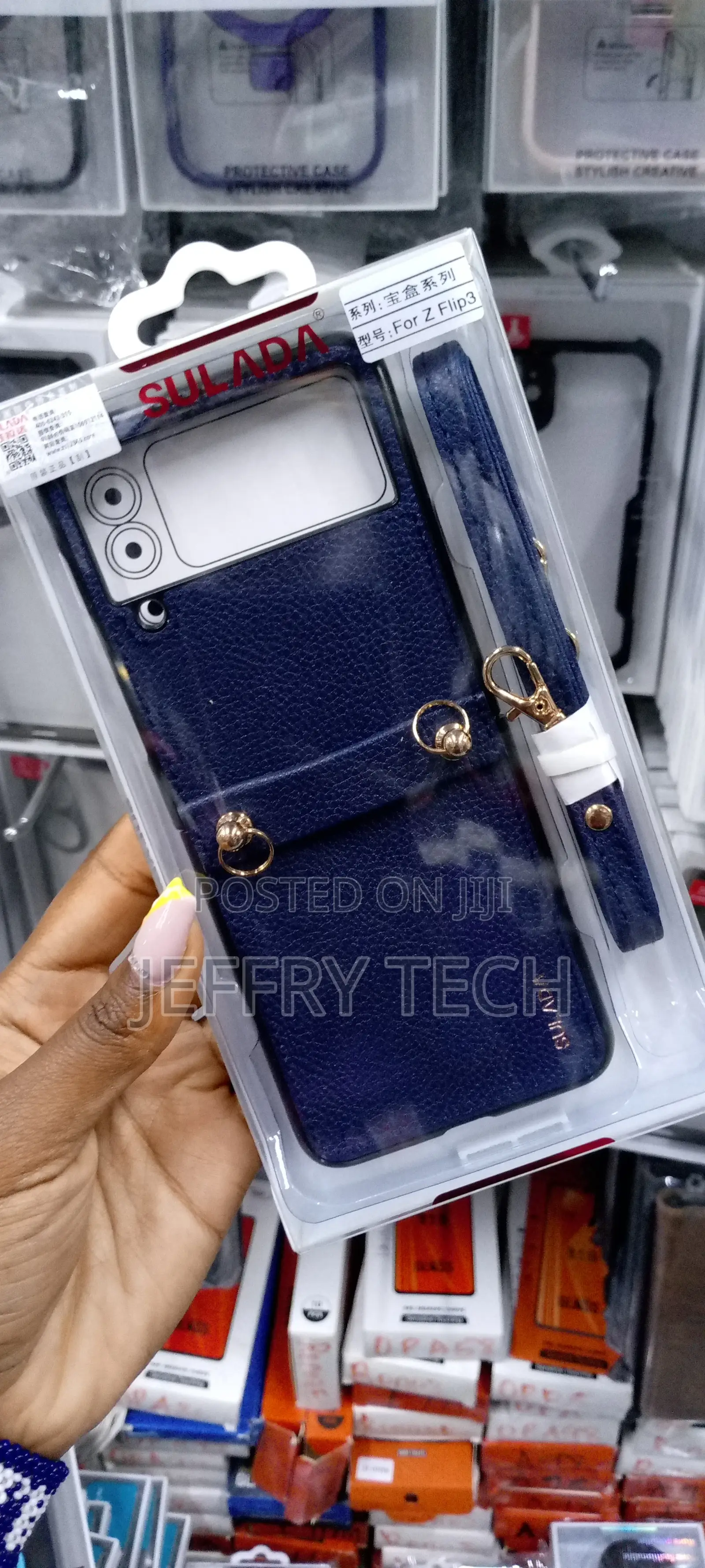 Galaxy Z Flip 3 Wrist Strap Bracelet for Women Blue Case