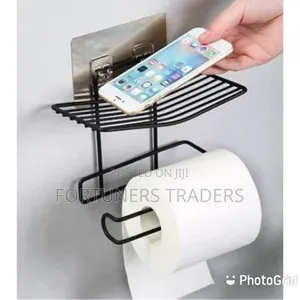 Wall Mounted Tissue Holder With Rack