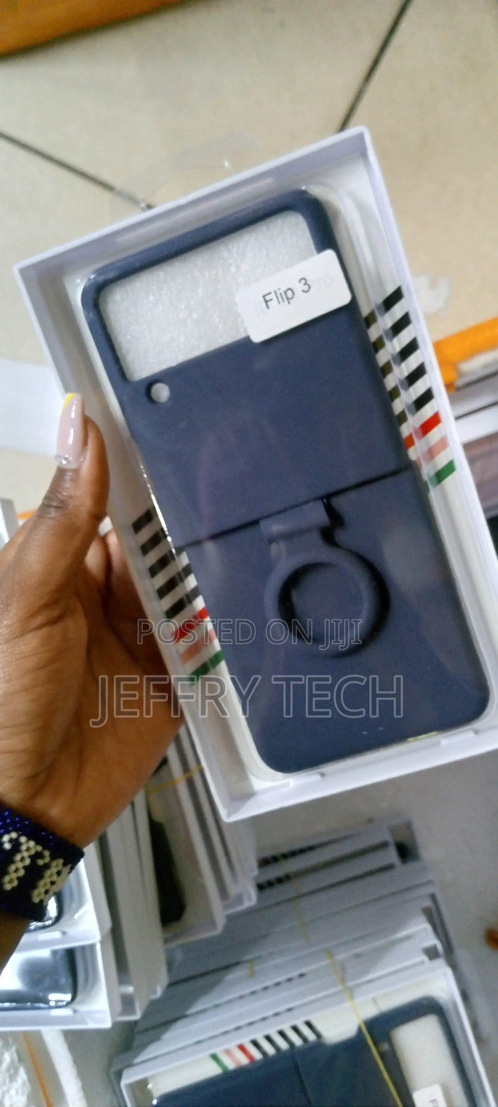 Samsung Z Flip 3 Silicone Case With Ring Holder-Blue